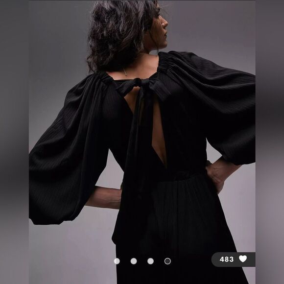 Topshop Jersey Long Sleeve Jumpsuit Black US 8-10 NWT IN PACKAGE - Picture 2 of 10